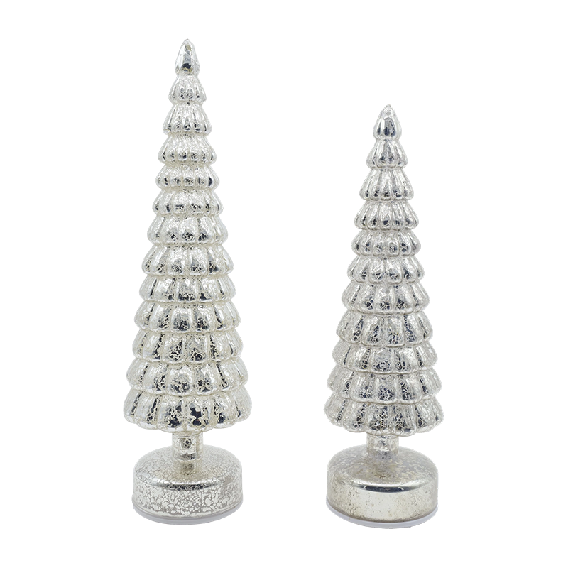 10×38 & 10×33cm LED 조명 회전 크리스마스 유리 트리 탁상 장식품