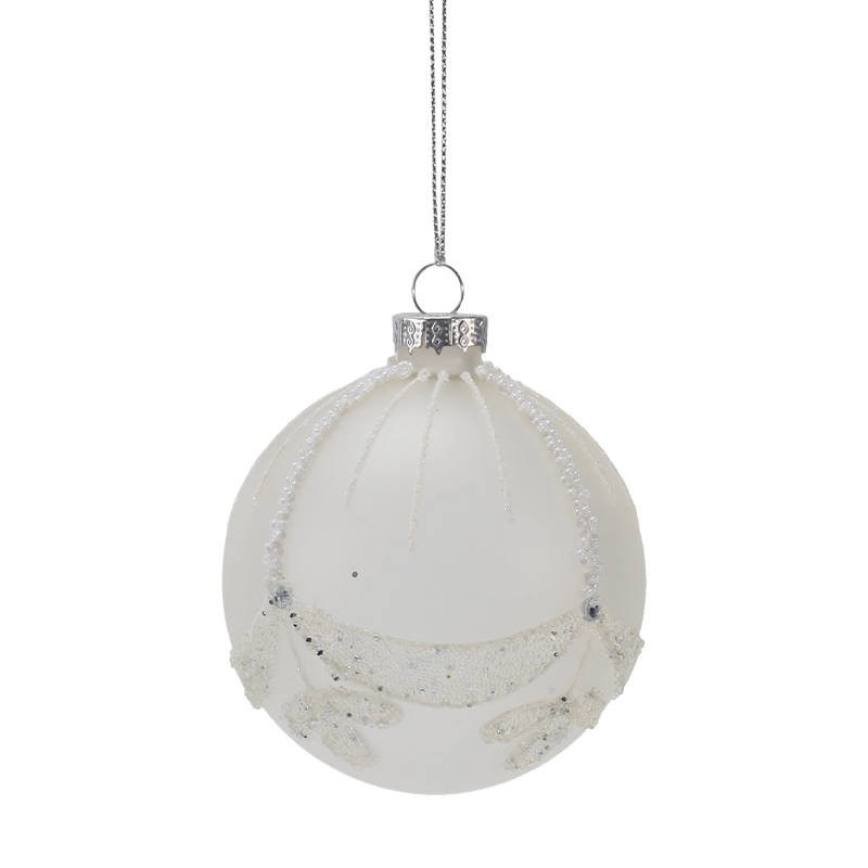 8cm 신부 비즈 화이트 크리스마스 유리 장식품 (싱글 / 3개 세트)