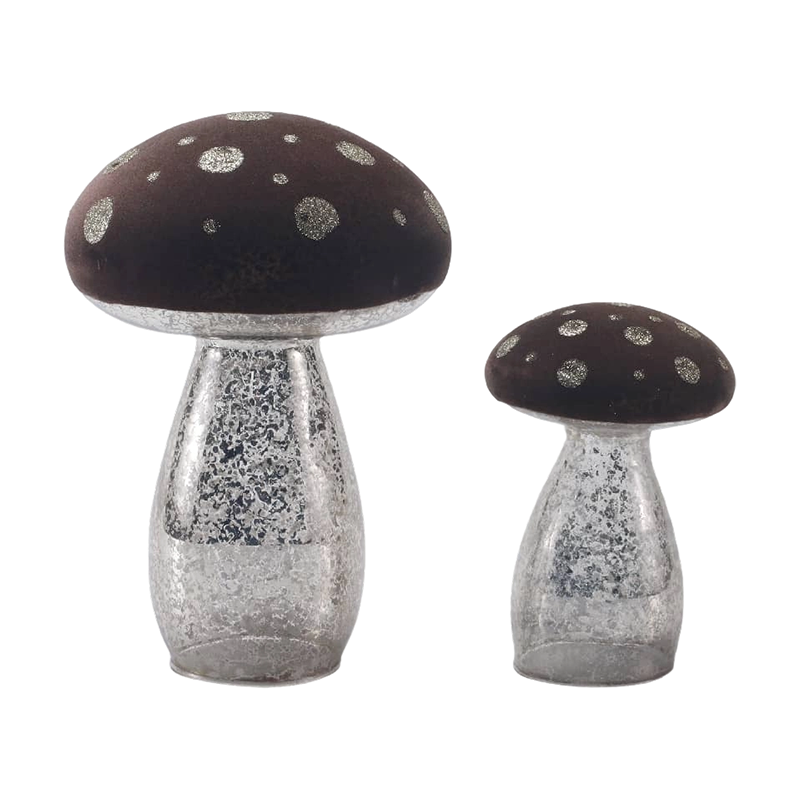 지도된 훈장을 가진은 반짝임 반점을 가진 Handmade 갈색 젖빛 유리/우단 정상 버섯 장신구