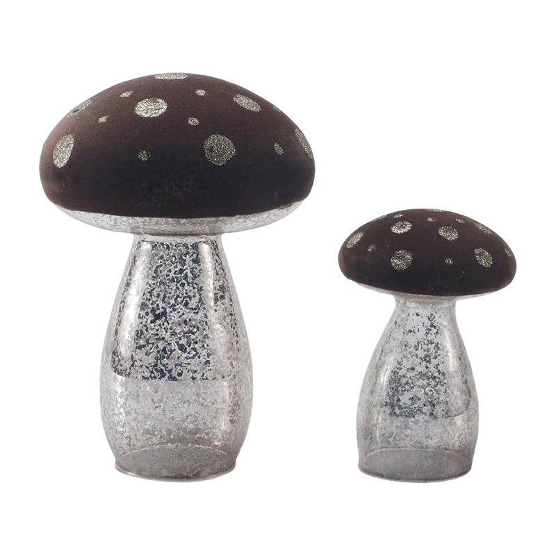 지도된 훈장을 가진은 반짝임 반점을 가진 Handmade 갈색 젖빛 유리/우단 정상 버섯 장신구