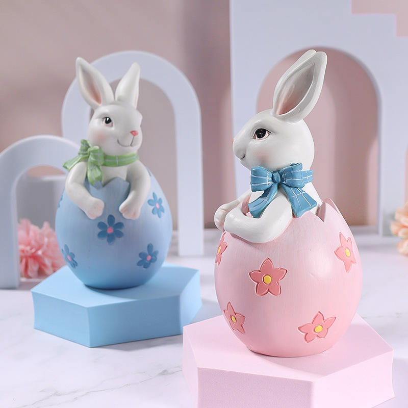 8*16cm 수지 부활절 토끼 입상 장식 세트