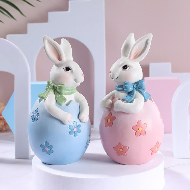 8*16cm 수지 부활절 토끼 입상 장식 세트