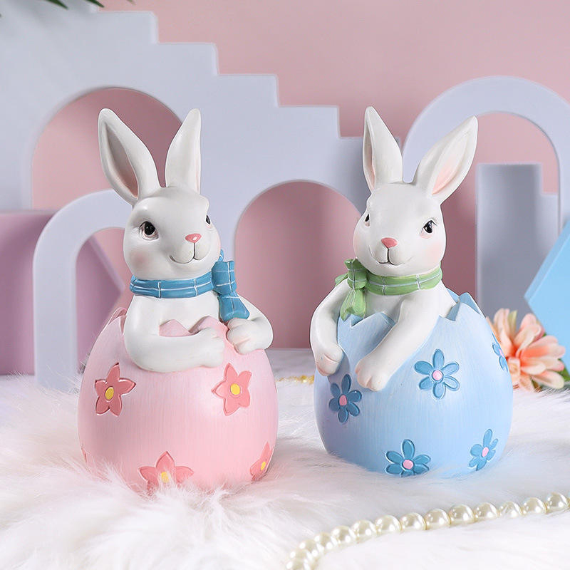 8*16cm 수지 부활절 토끼 입상 장식 세트