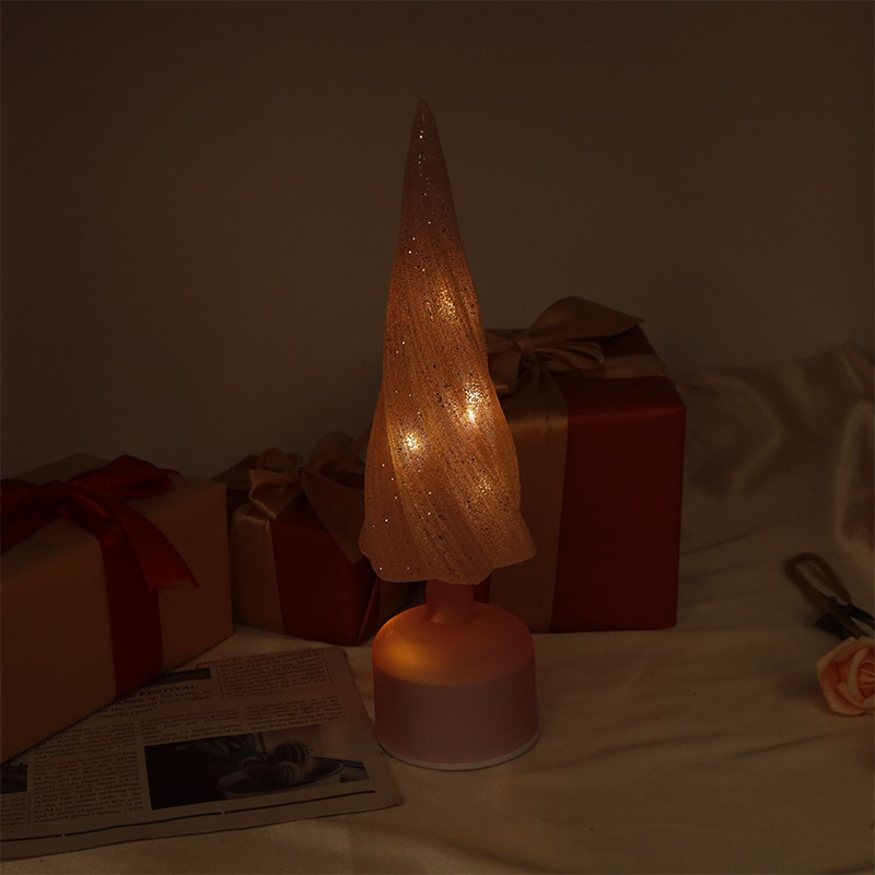 10×33 cm 및 10×38 cm 크기 LED 조명이 있는 축제용 회전식 유리 크리스마스 트리