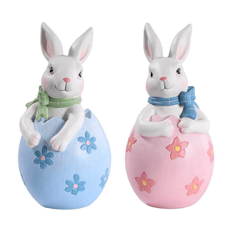 8*16cm 수지 부활절 토끼 입상 장식 세트